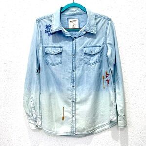 Arizona Jean‎ Company ombre Light Blue Denim Shirt large